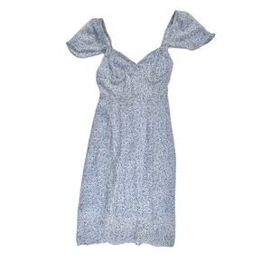 ELIZA | Altar'd State XS Blue Ditzy Floral Tie Back Flutter Sleeve Mini Dress